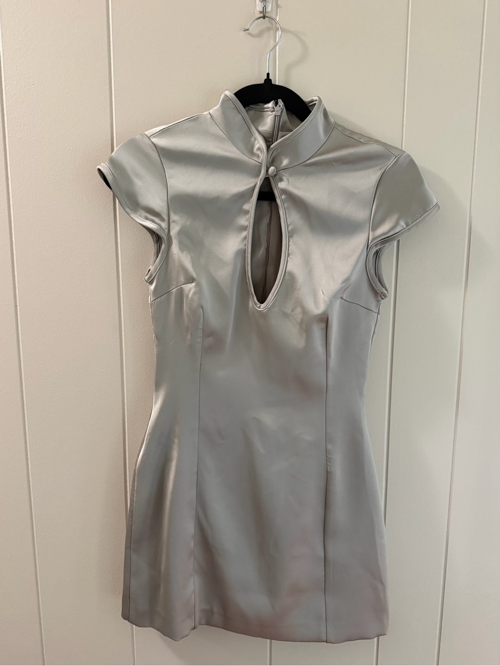 NWT Zara Satin Keyhole Mini Dress in Gray